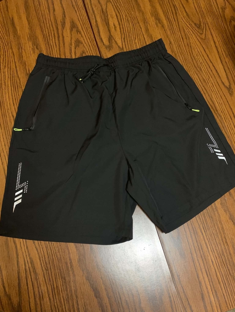 New Men's Black Athletic Shorts with Reflective Detail